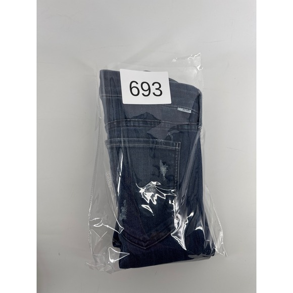 Mother The Looker Skinny Jeans Women 27 Dark Blue Distressed Denim Made in USA - Picture 9 of 11